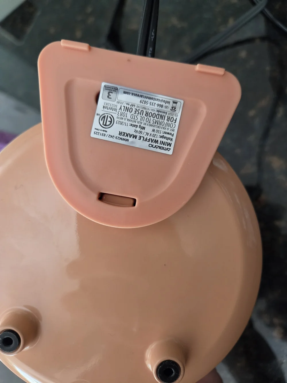 Mini Waffle Maker in Peach - Compact Non-Stick Breakfast Maker